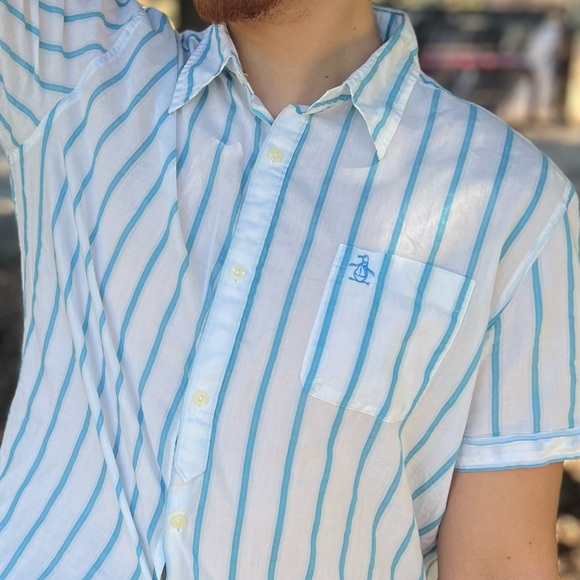 ORIGINAL PENGUIN MEN MUNSING WEAR COTTON SHEER BUTTON DOWN SHIRT FIT SEE THROUGH - Picture 13 of 16